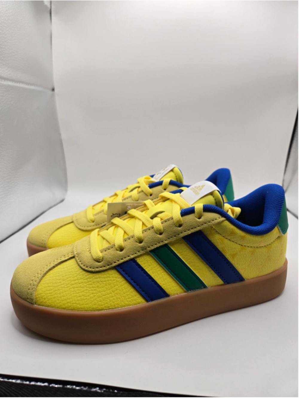 Kids Adidas VL Court 3.0 Sneakers Yellow Blue Size 2.5